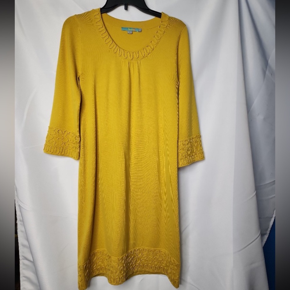 Boden Mustard Yellow Knit Wool Dress